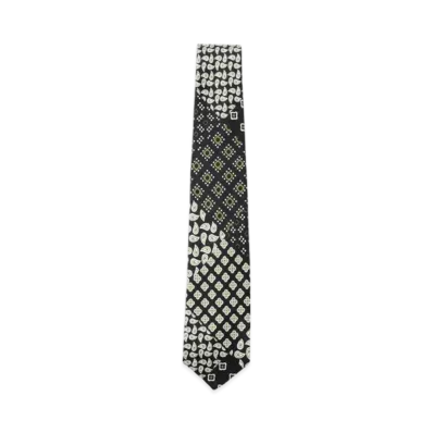 BEAMS Silk Tie Paisley Geometric Print "Black"