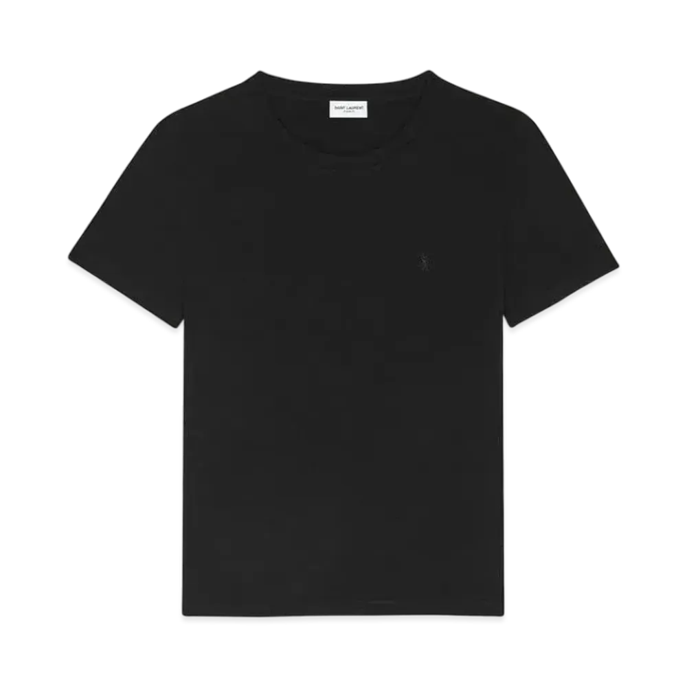 Saint Laurent Women's Cassandre T-Shirt in Wool Jersey "Noir"