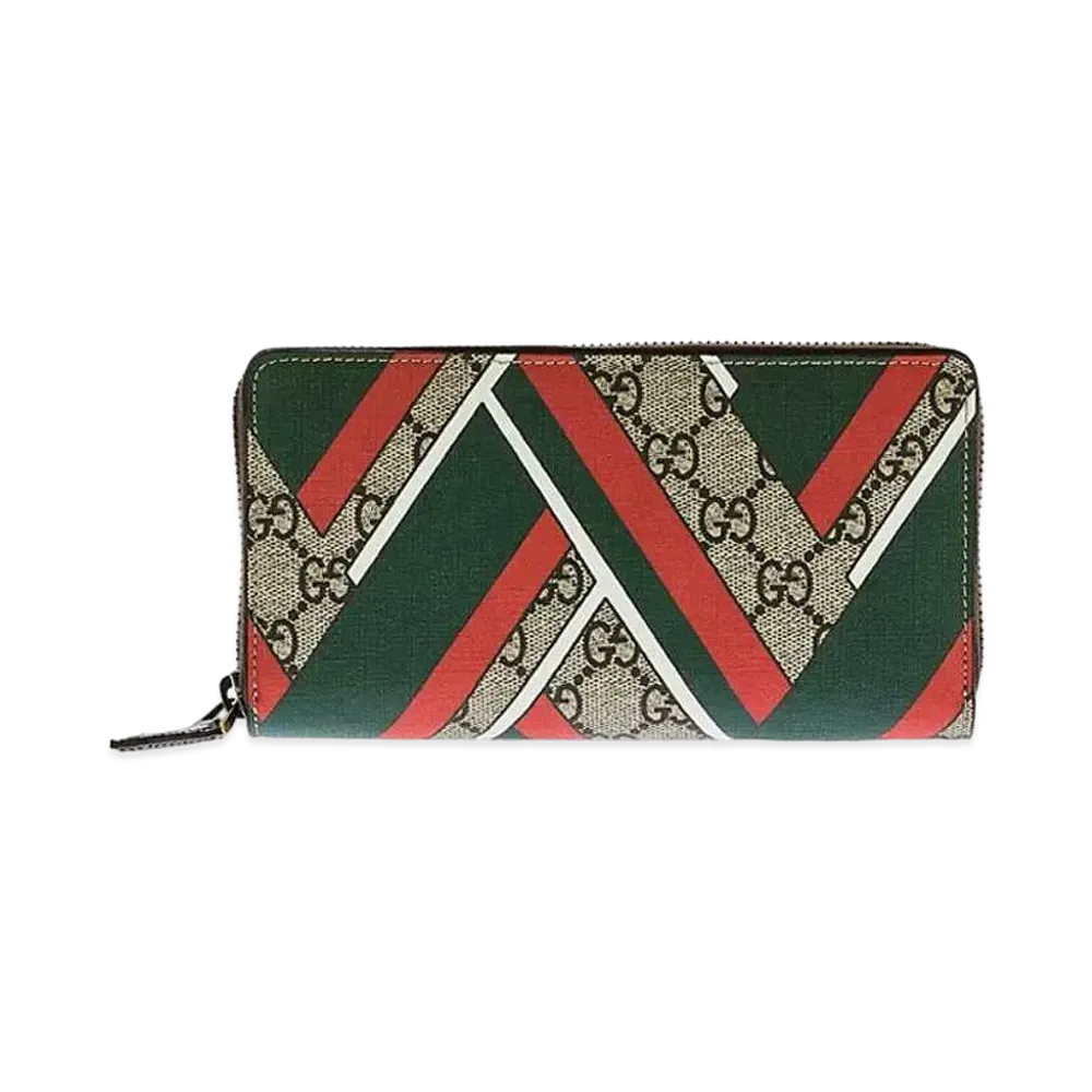 GUCCI GG Supreme Chevron Zip Around Wallet