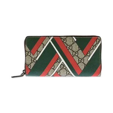 GUCCI GG Supreme Chevron Zip Around Wallet