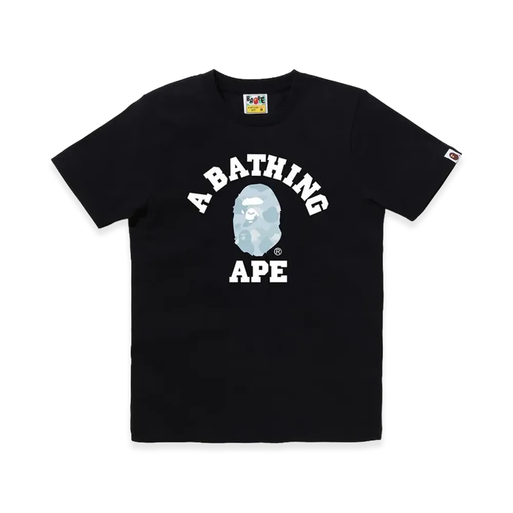A BATHING APE Pastel Color Camo College Tee "Black/Sax"