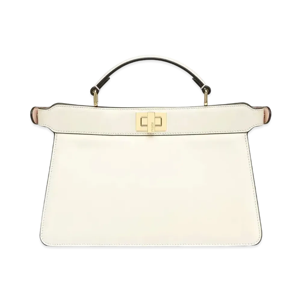FENDI Peekaboo Iseeu East-West Leather Bag "White"