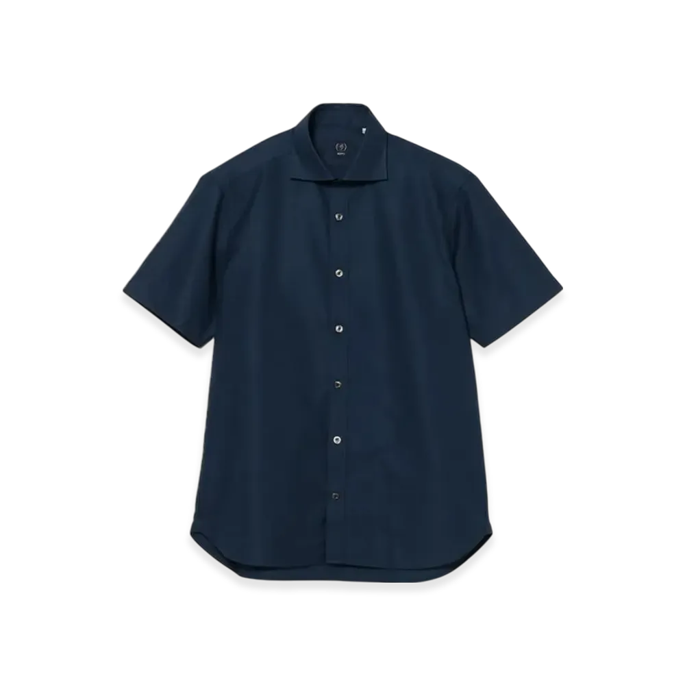 BEAMS Coolmax Karami Short Sleeve Cutaway Collar Shirt "Navy"