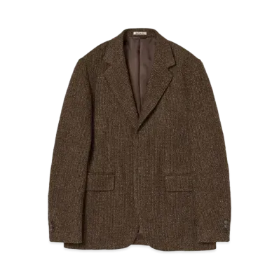 AURALEE Lama Shetland Wool Tweed Over Jacket "Brown"