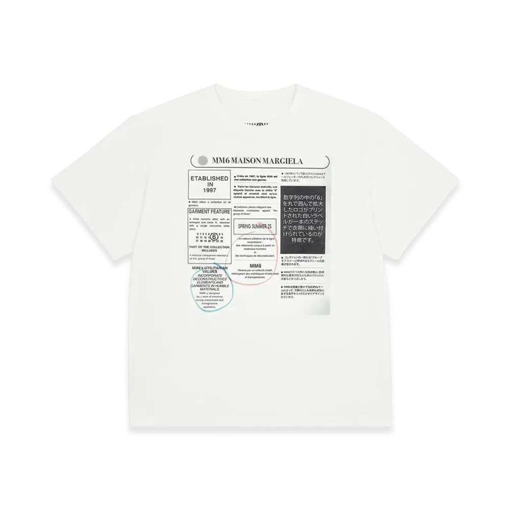 MM6 Maison Margiela Women's Newspaper Print T-Shirt "White"