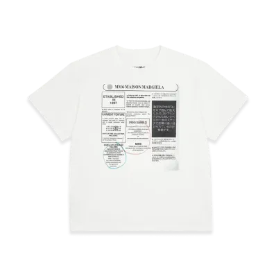 MM6 Maison Margiela Women's Newspaper Print T-Shirt "White"
