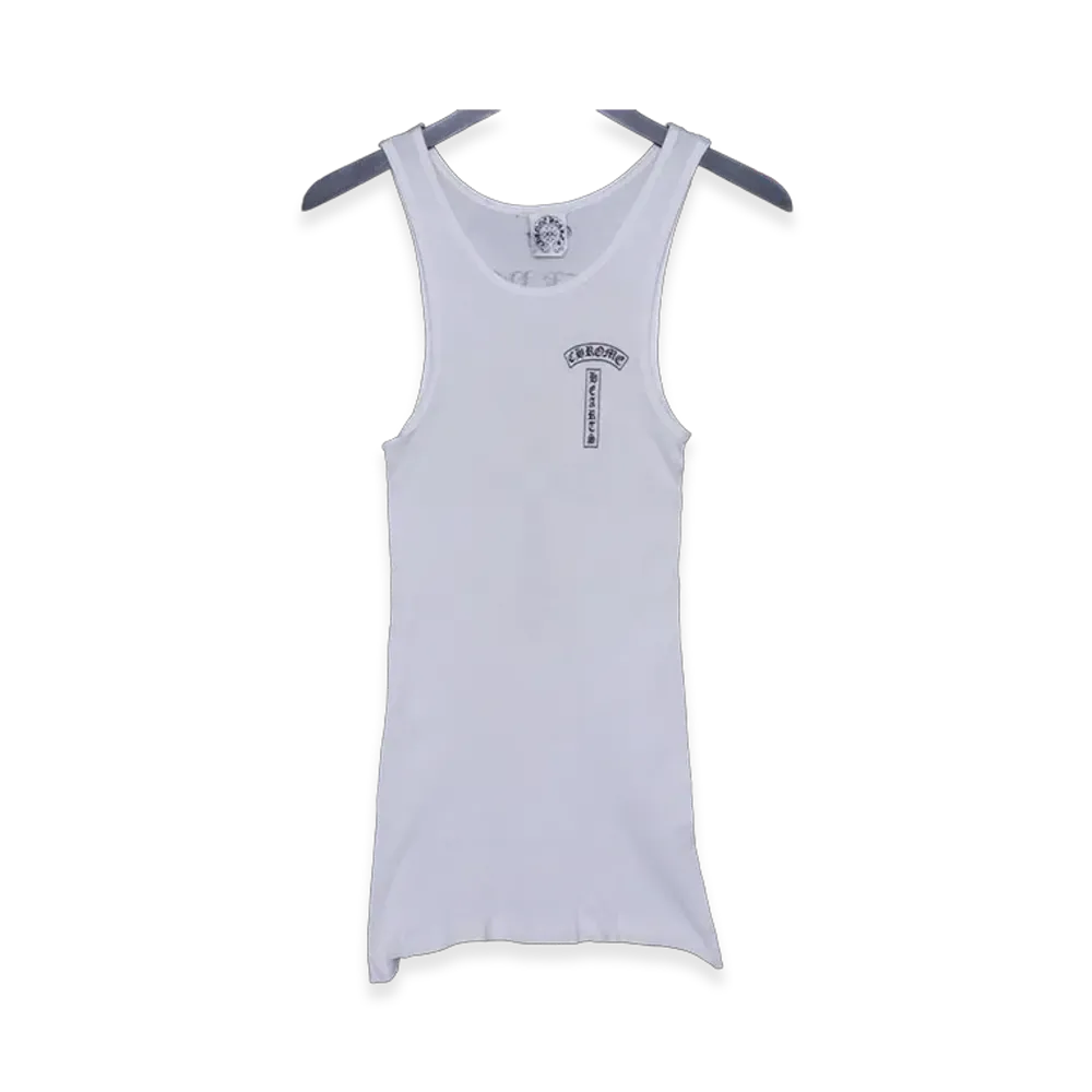 Chrome Hearts T-Bar Cross Ribbed Tank Top "White"