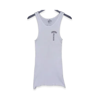 Chrome Hearts T-Bar Cross Ribbed Tank Top "White"