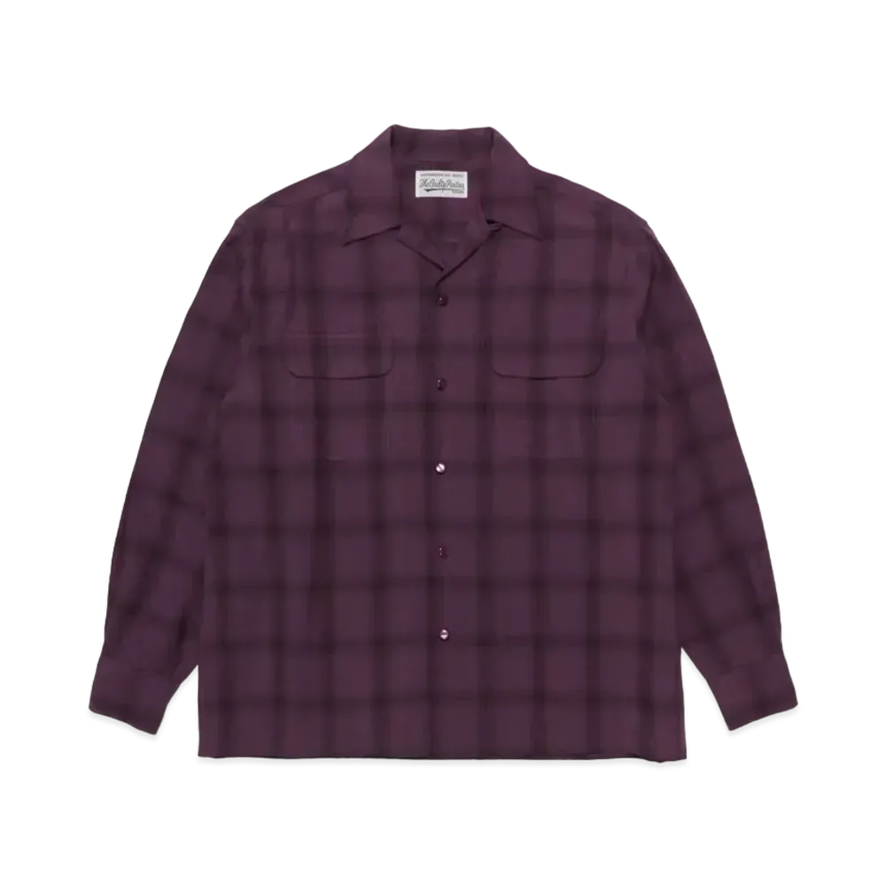 WACKO MARIA CHECK OPEN COLLAR SHIRT "Purple"