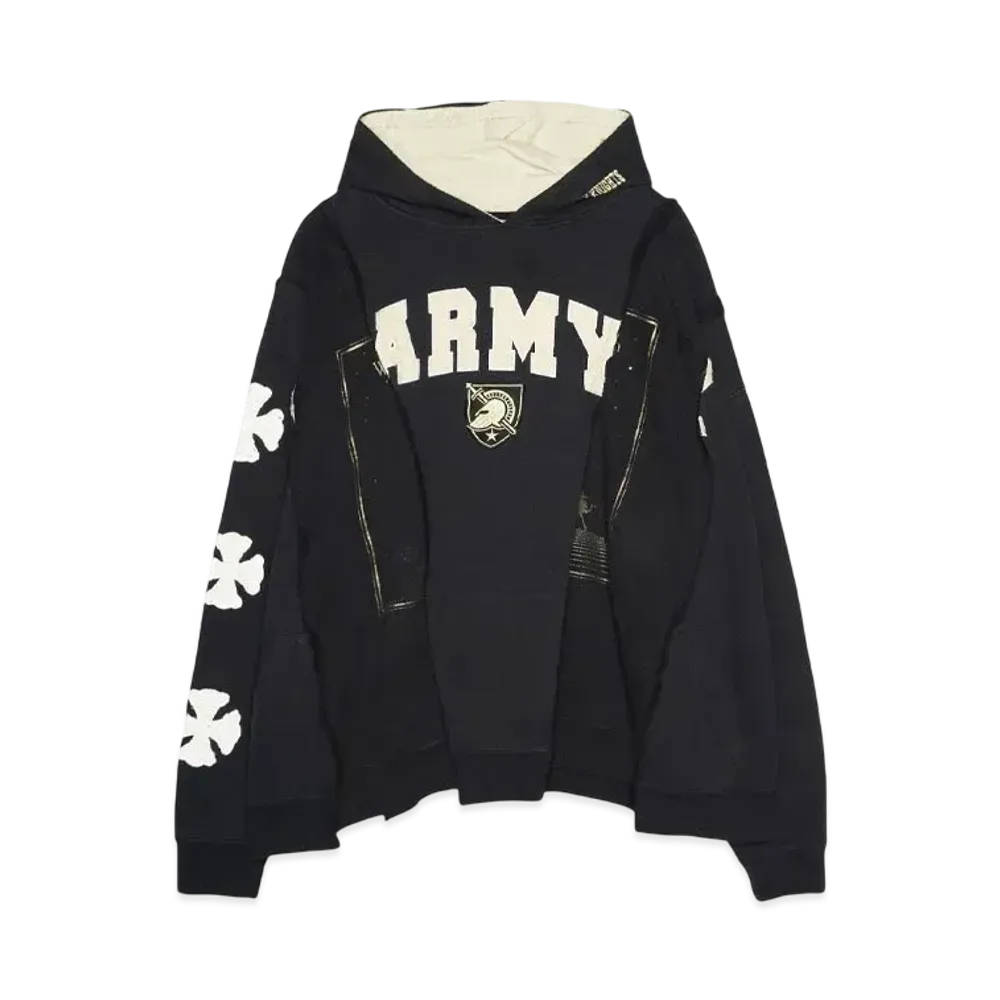 DISCOVERED LOOPING WIDE COLLEGE HOODIE with IRON CROSS CROCHET_ver.03 "WHITE"