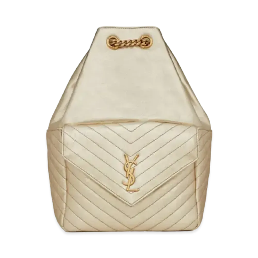 SAINT LAURENT Joe Backpack In Lame Leather "Pale Pink"