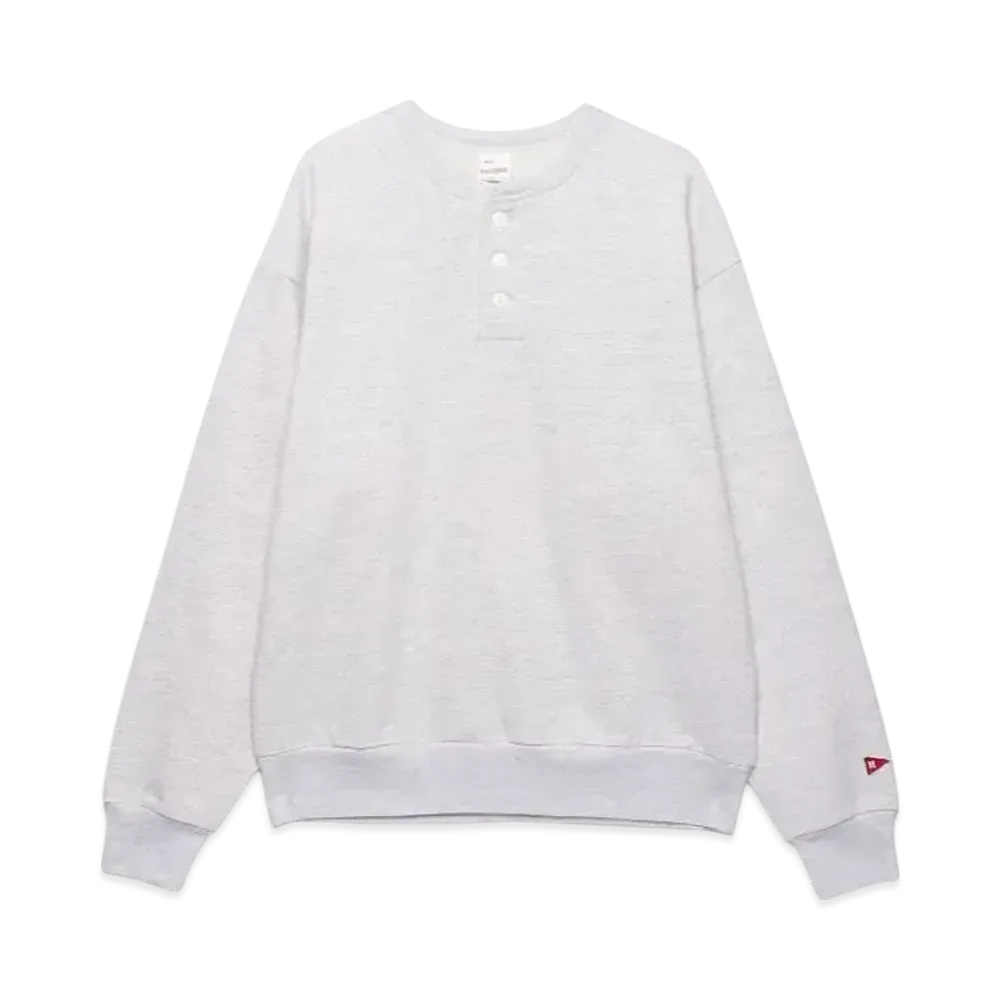 Healthknit Classic Sweat Henley Neck Long Sleeve "Ash Gray"