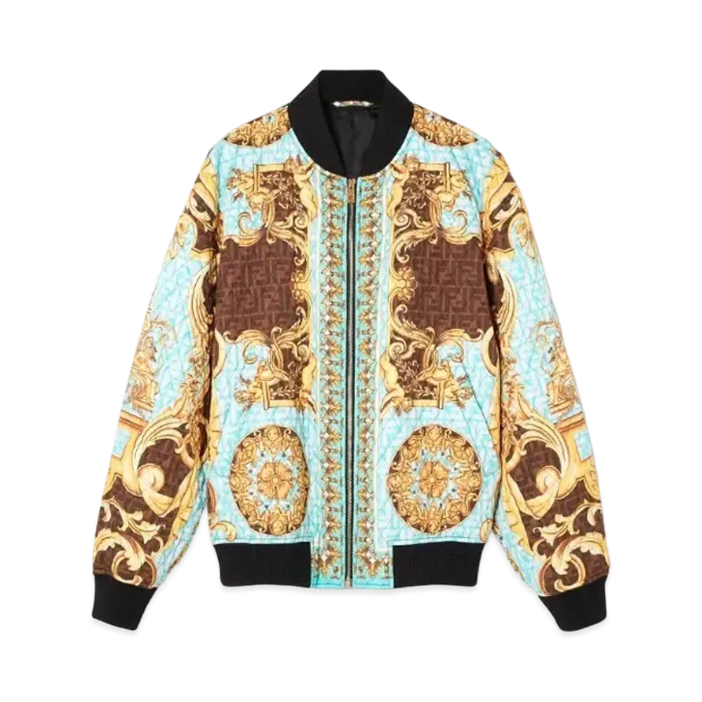 FENDI x Versace Fendace Gold Baroque Quilted Jacket "Blue"