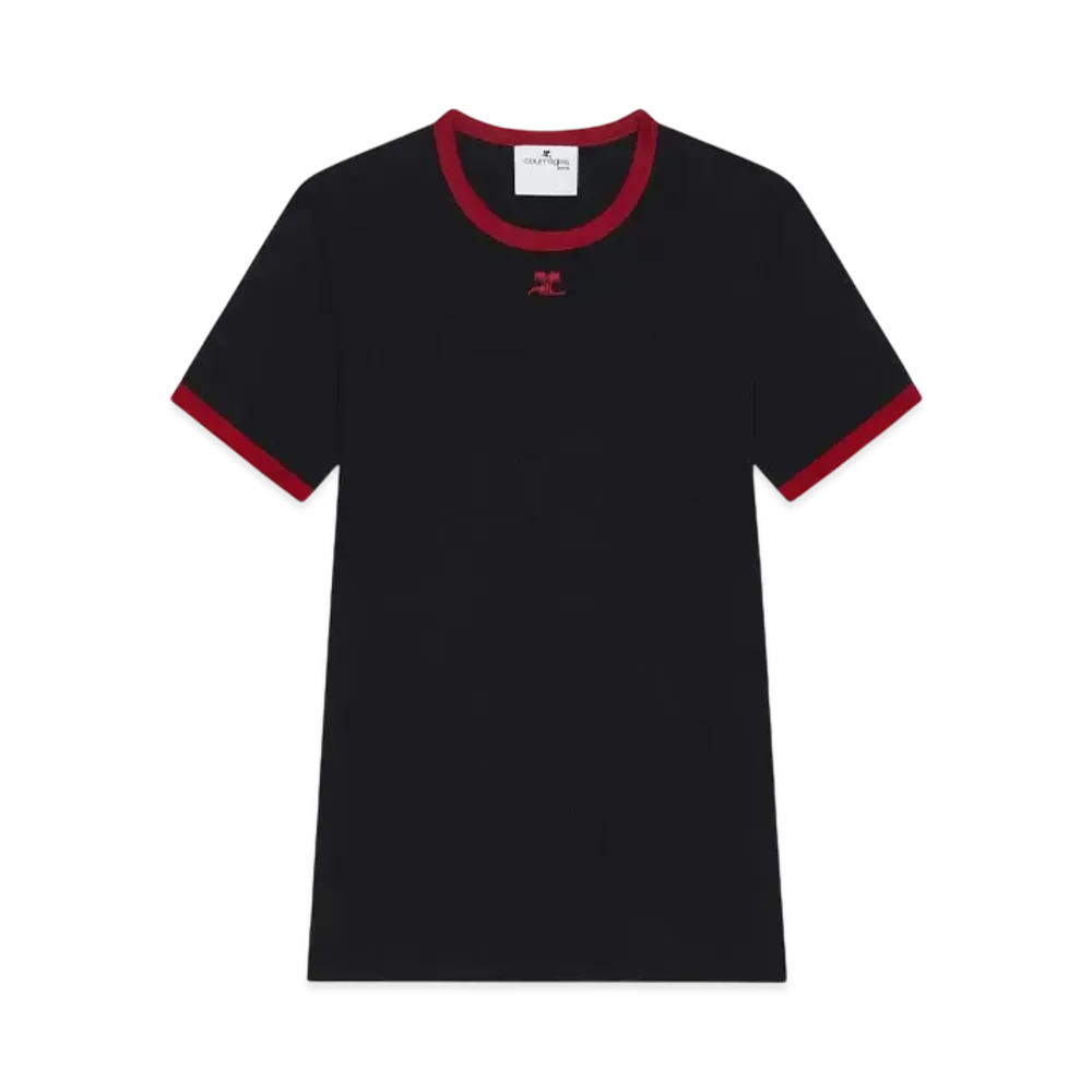 Courreges Signature Contrast T-Shirt "Black/Ruby"
