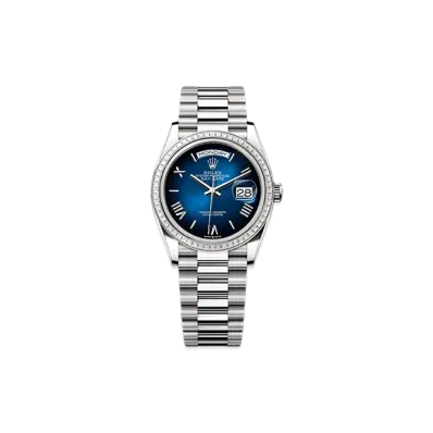 ROLEX Day-Date 36mm White Gold Diamond 128399TBR "Blue Ombre"