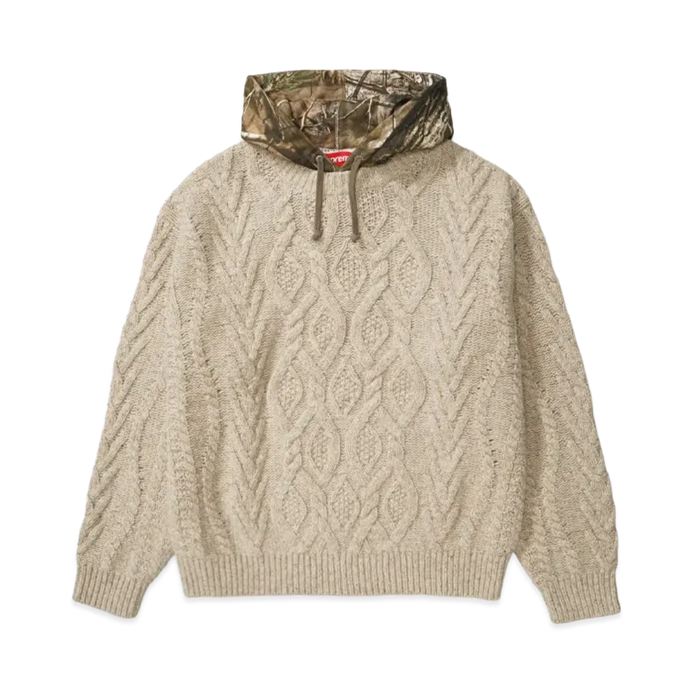 Supreme Cable Hooded Sweater "Oatmeal"