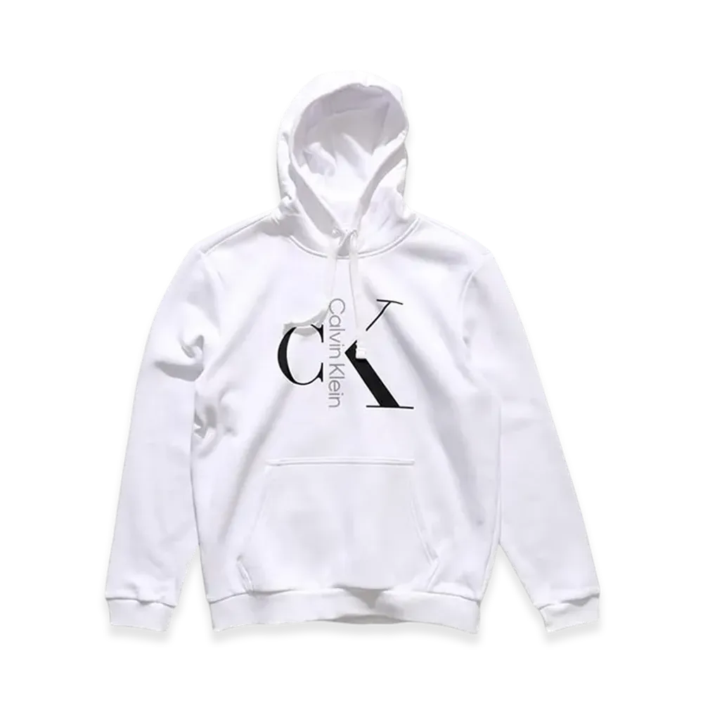 Calvin Klein Mixed Logo Monogram P/O Hoodie "Brilliant White"