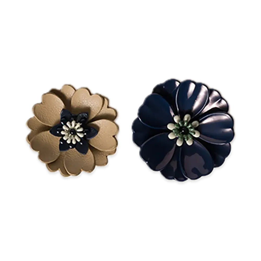 MIU MIU Earrings with Metal and Leather "Gold/Navy/Sand Beige"