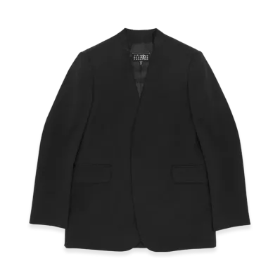 MM6 Maison Margiela Women's Collarless Tailored Wool Suit Jacket "Black"