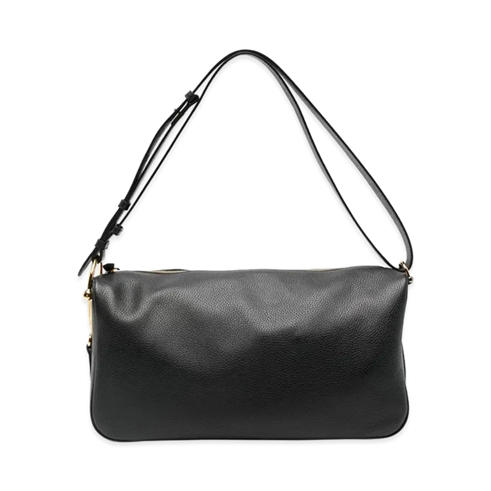 GUCCI Women's Leather Gucci Half Horsebit Shoulder Bag "Black"