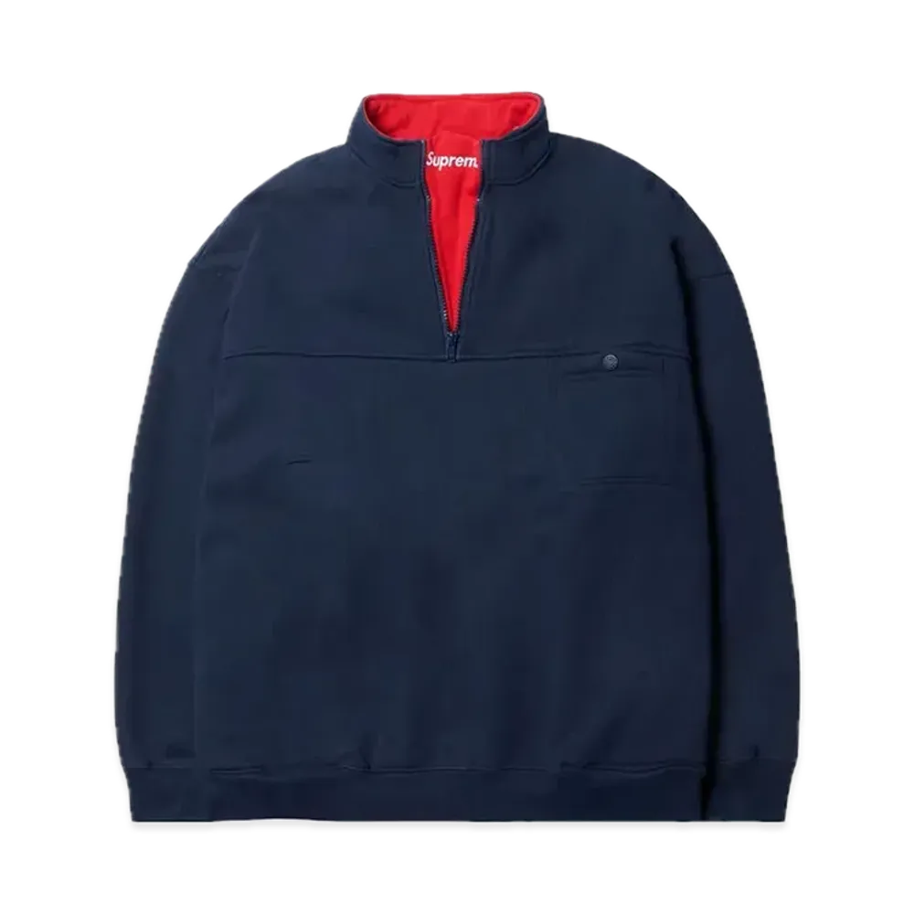 Supreme Washed Half Zip Pullover "Navy"