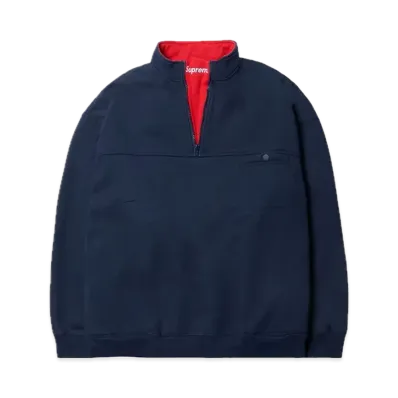 Supreme Washed Half Zip Pullover "Navy"