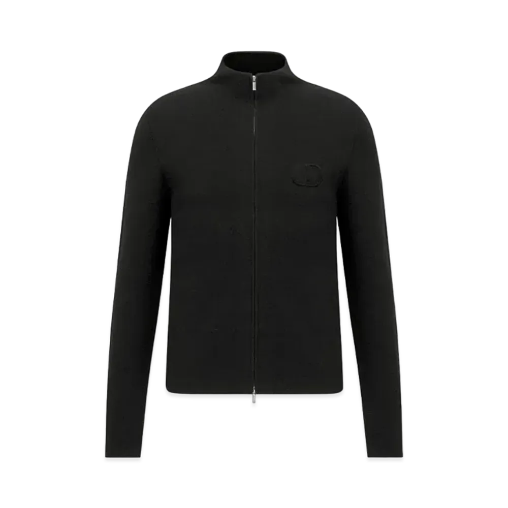 Dior CD Icon Zip Sweater Virgin Wool Punto Milano Knit "Black"