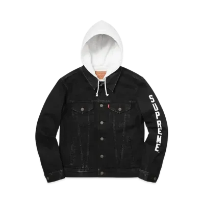 Supreme x Levi's Custom Fit Fleece Hooded Trucker Jacket "Black/White"