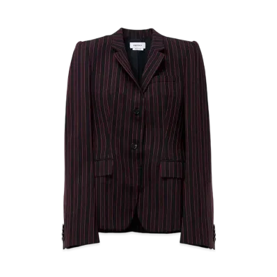 Alexander McQUEEN Pinstripe Single-Breasted Jacket "BlackBurgundy"