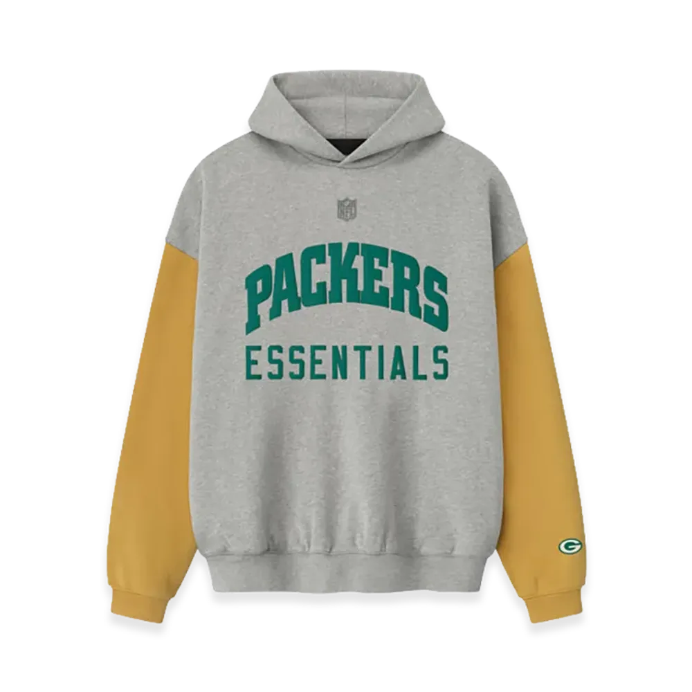 FEAR OF GOD ESSENTIALS Packers Sport Hoodie "Concrete Heather/Canyon"
