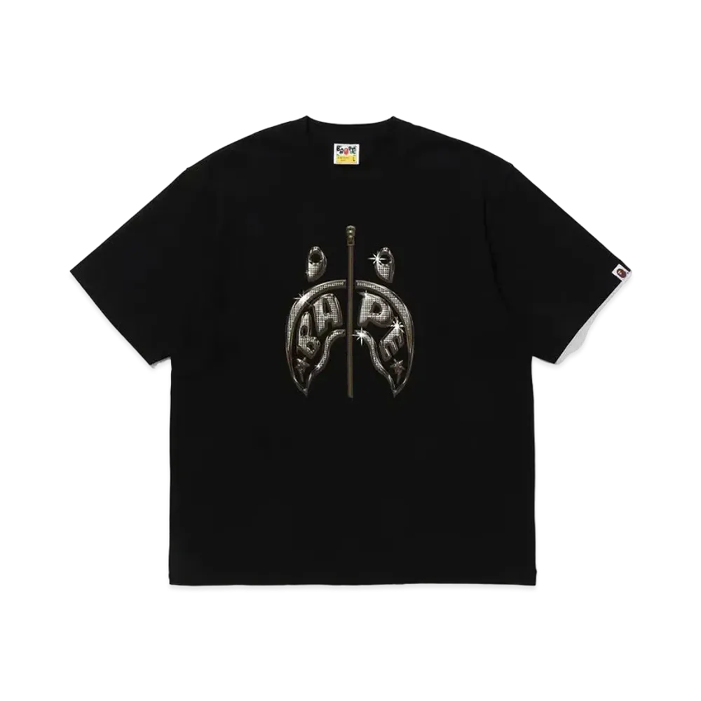 A BATHING APE Shark Photo Print Relaxed Fit Tee "Black"