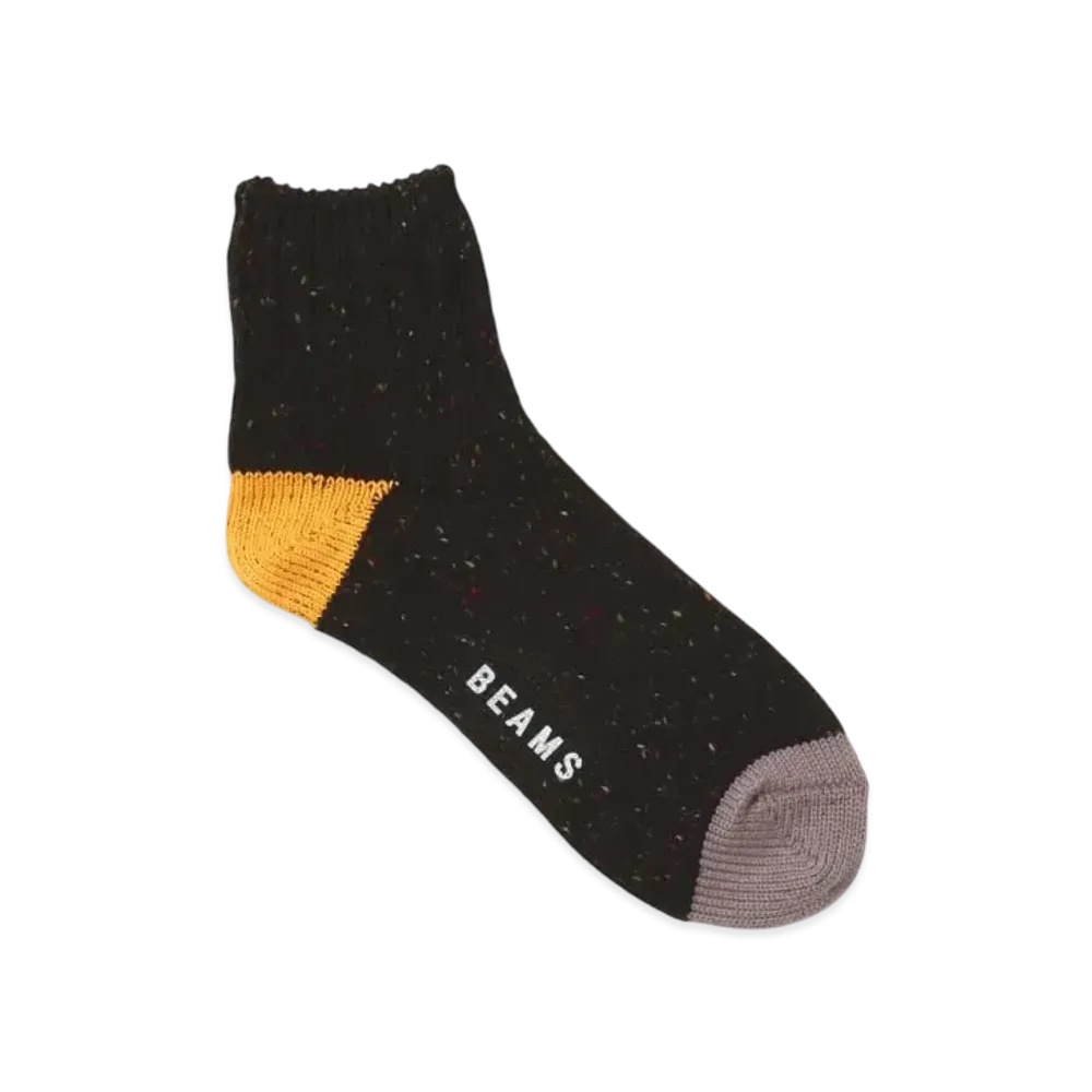 BEAMS Nep Quarter Socks "Black"