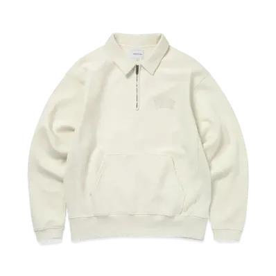 thisisneverthat Damaged Half Zip Polo Sweatshirt "Natural"