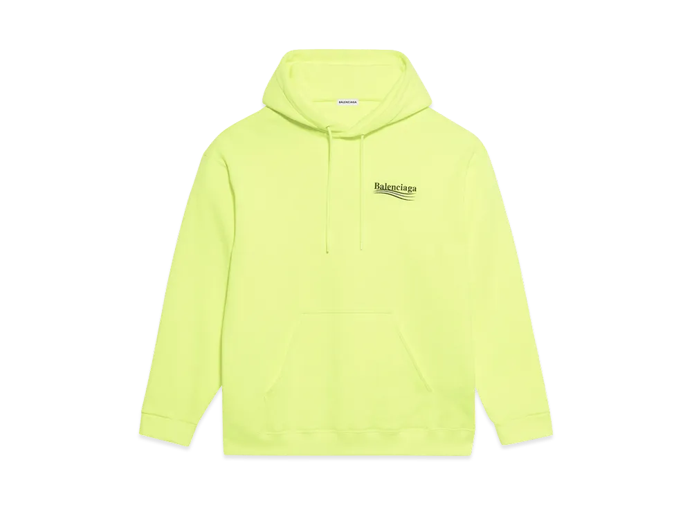 BALENCIAGA Political Campaign Medium Fit Hoodie "Fluo Yellow"