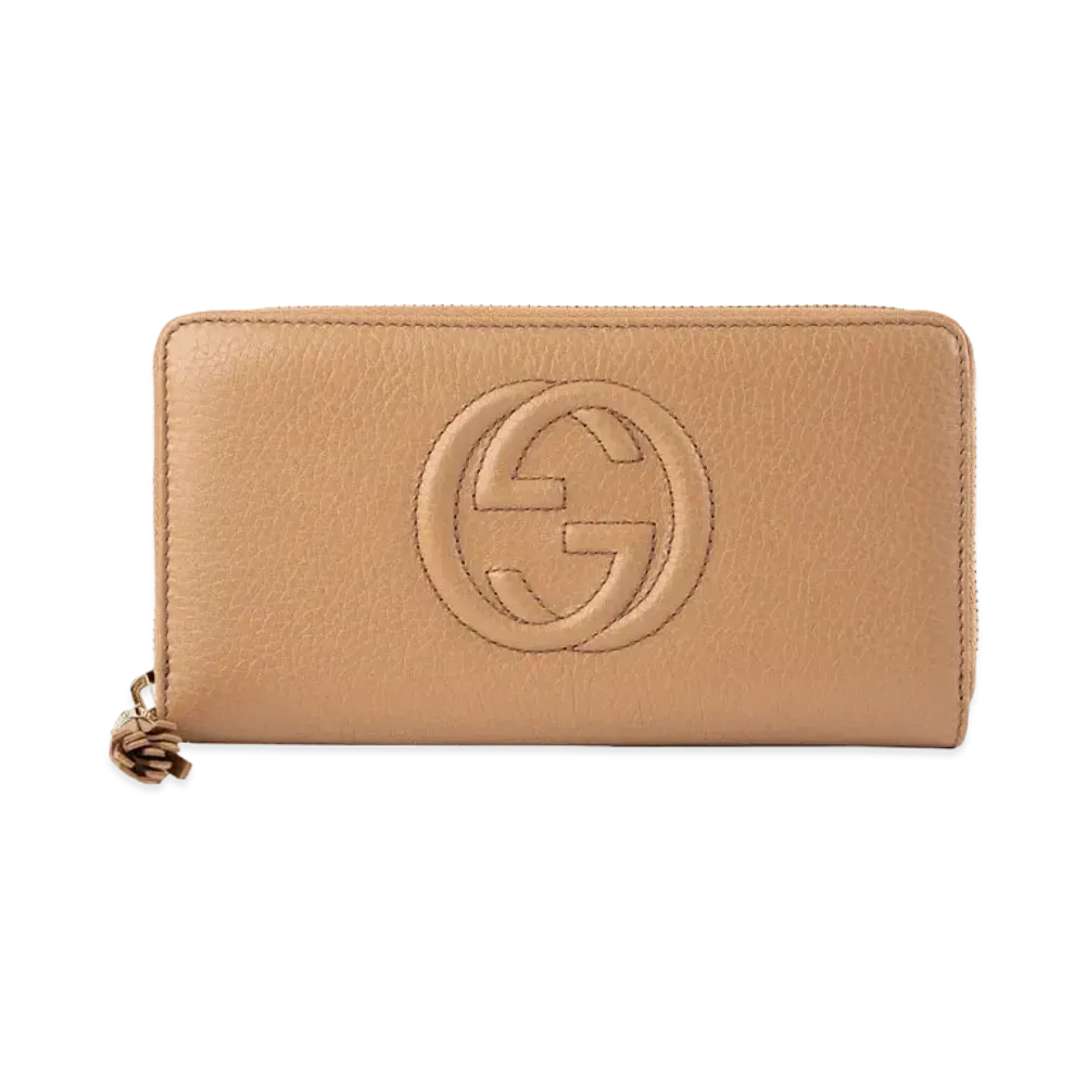 GUCCI Soho Tassel Zip Around Wallet "Rose Beige"