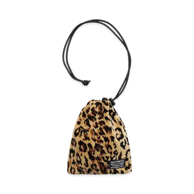 WACKO MARIA Leopard Velour Drawstring Bag "Beige"