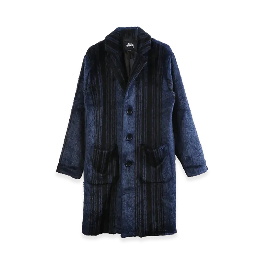 Stuusy Stripe Overcoat "Navy"