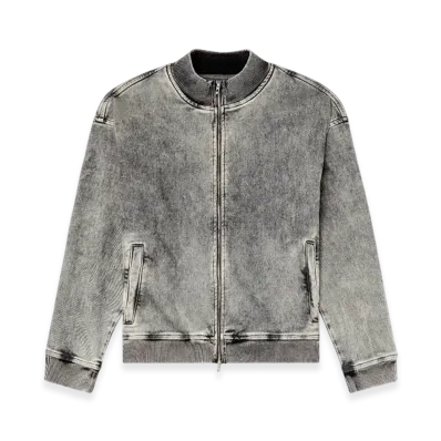 Diesel D-Carly-S Track Track Denim Zip-Up Sweater With Oval D "Dark Gray"