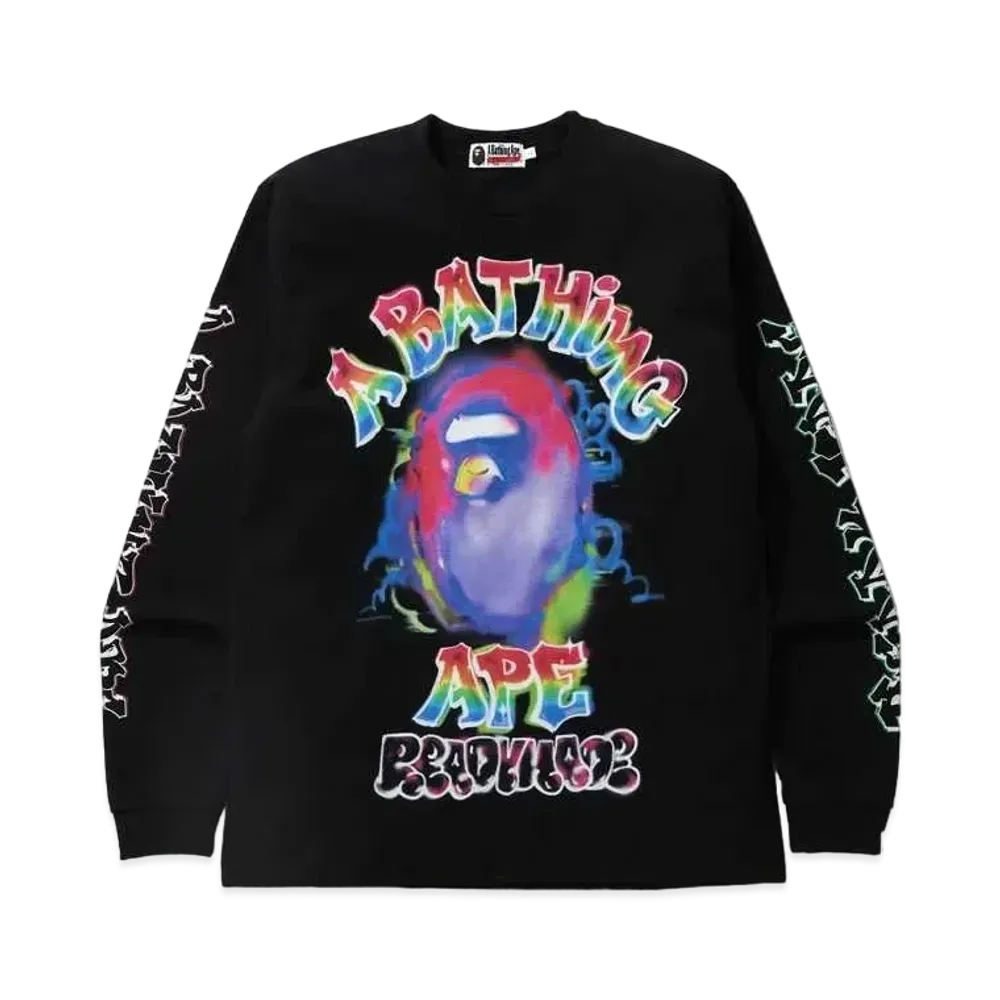 A BATHING APE / READYMADE SPRAY WIDE L/S TEE "Black"