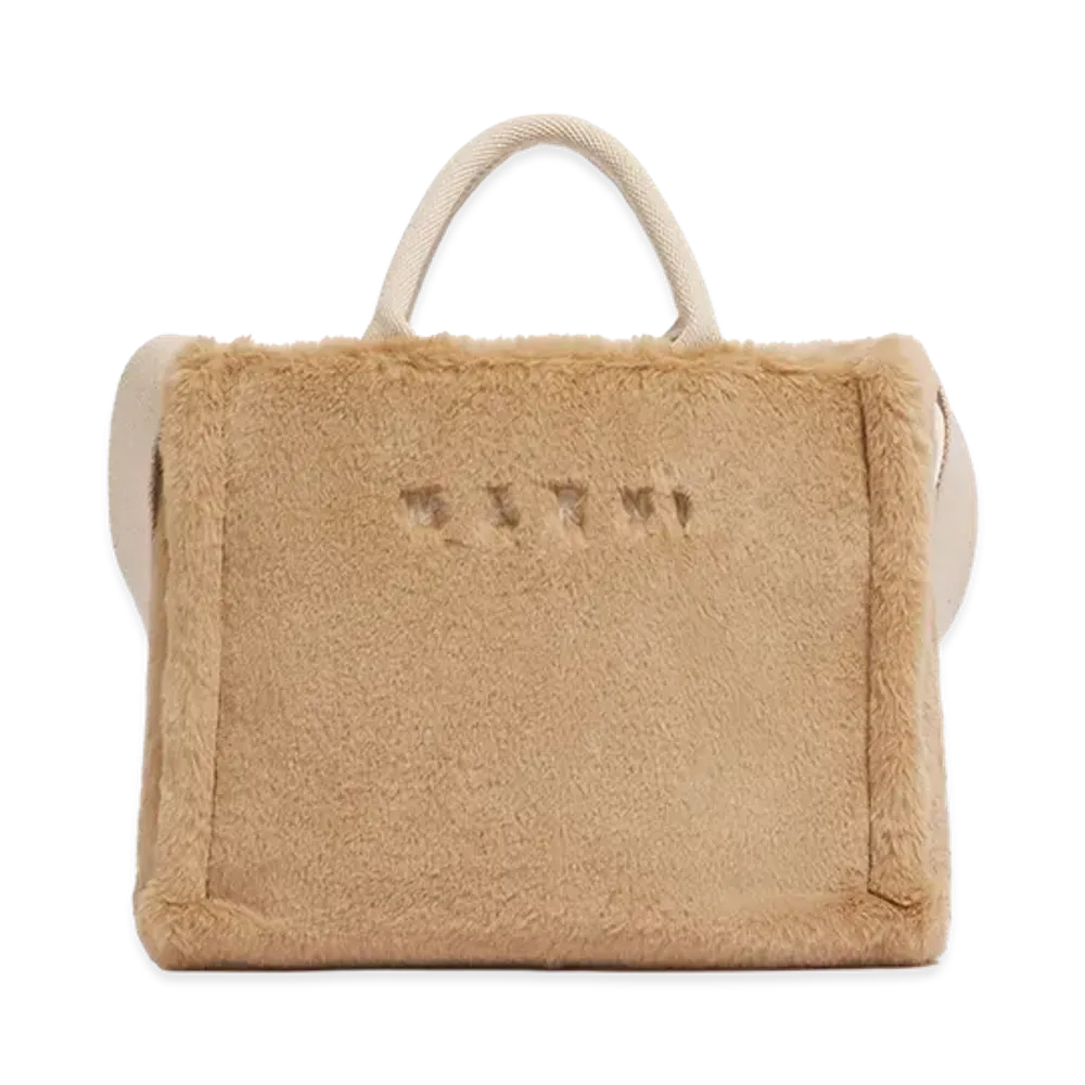 MARNI Women's Faux Fur Basket Shopper "Beige"