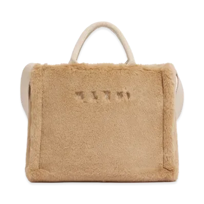 MARNI Women's Faux Fur Basket Shopper "Beige"