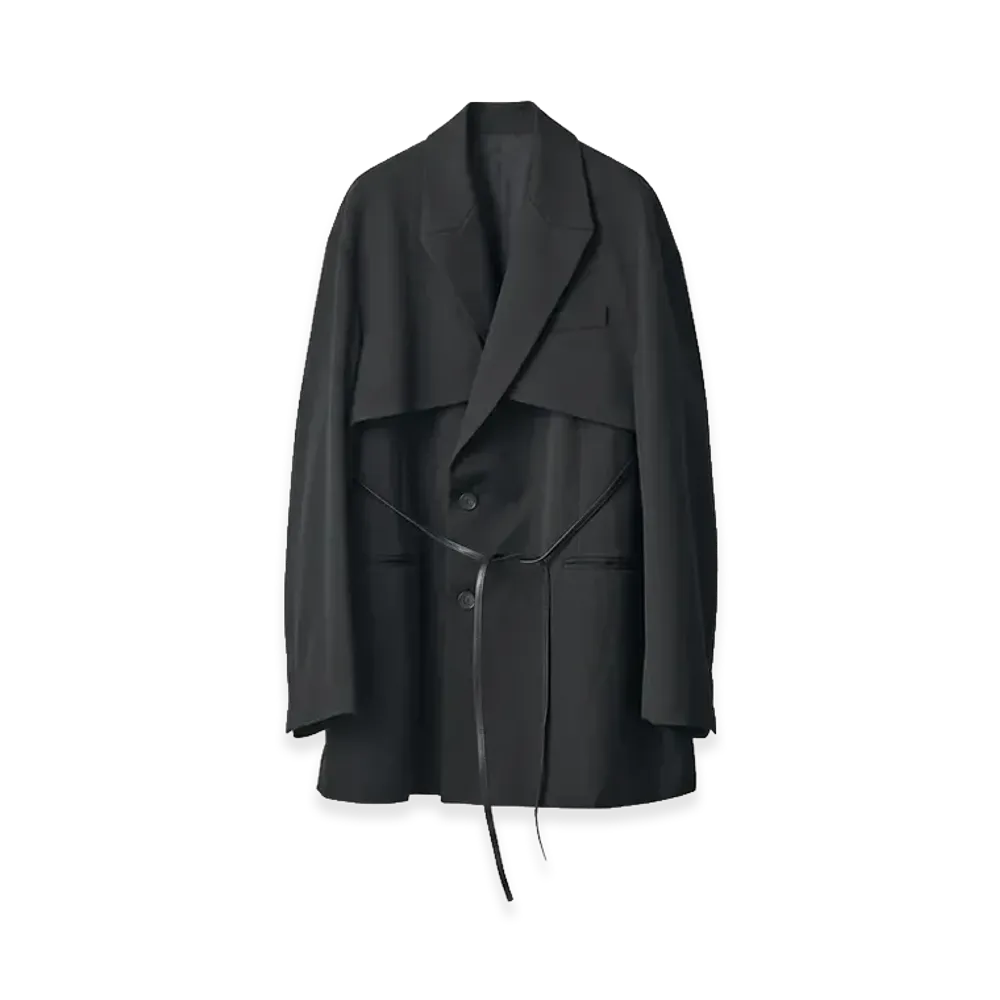 ssstein Oversized Lapeled Combination Jacket "Black"