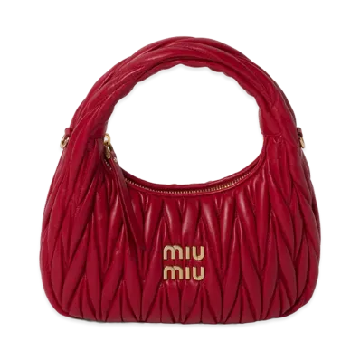 MIU MIU Wander Matelasse Leather Hobo Bag "Red"
