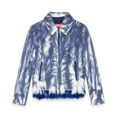 Diesel W-Woufy Fluffy Jacket With Sheer Tulle Overlay "Blue"