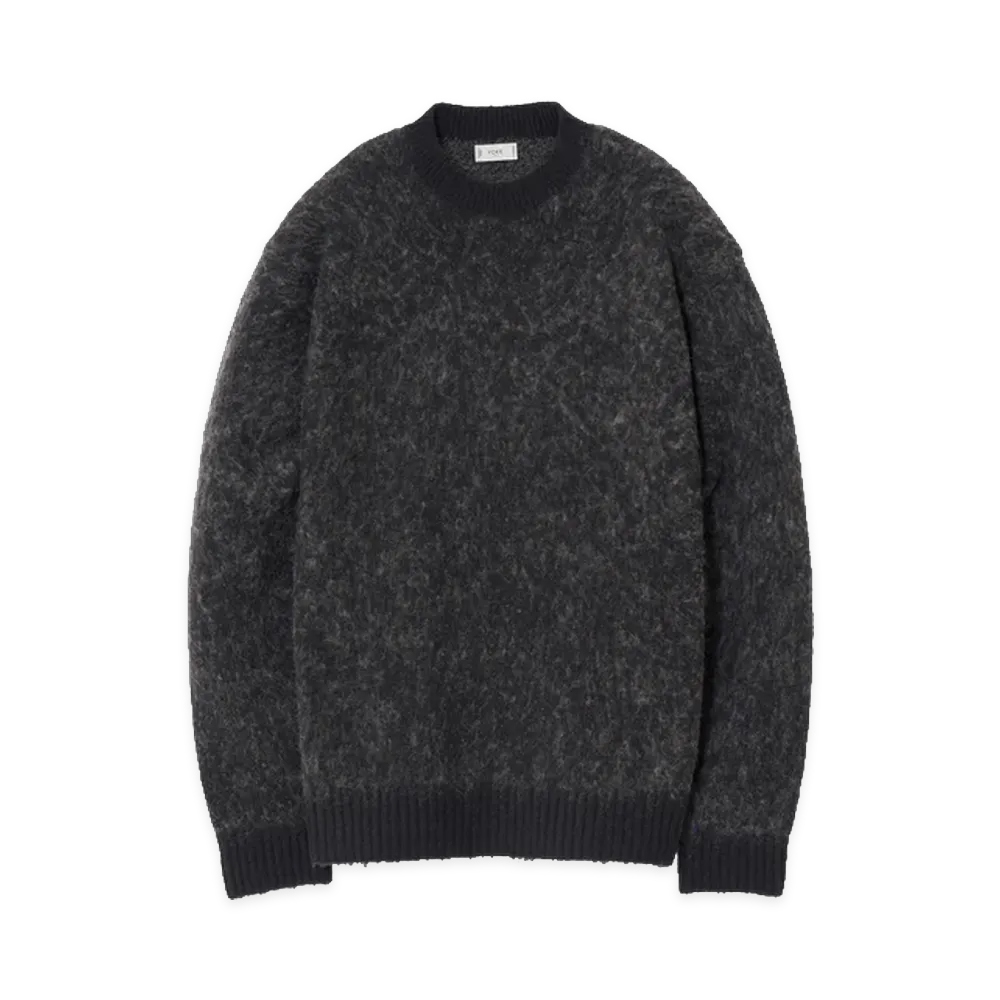 YOKE Baby Alpaca Blend Boucle Yarn Distressed Gradient Sweater "Gray"
