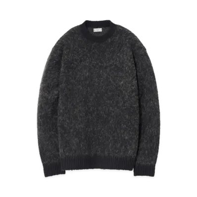 YOKE Baby Alpaca Blend Boucle Yarn Distressed Gradient Sweater "Gray"
