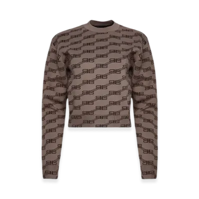BALENCIAGA Women's BB Monogram Sweater "Beige Brown"