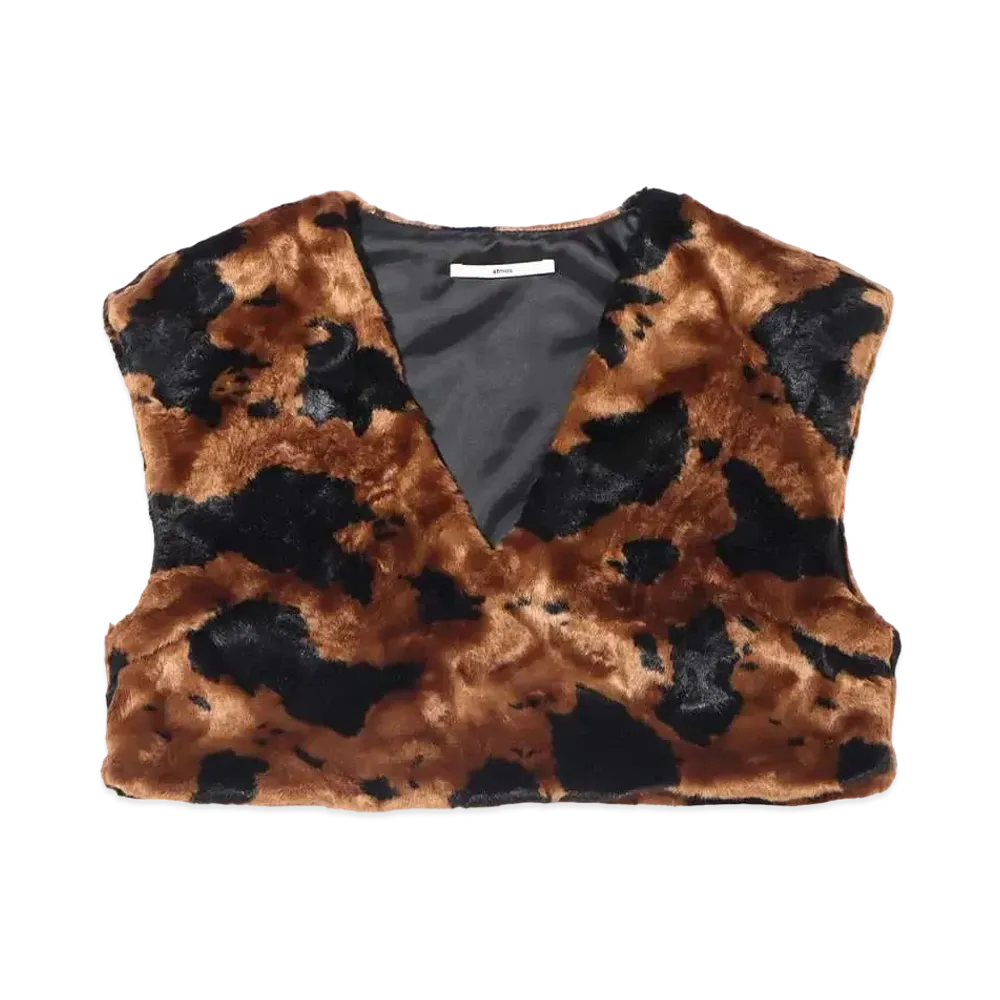 atmos pink Cowgirl Short Fur Vest "Brown"