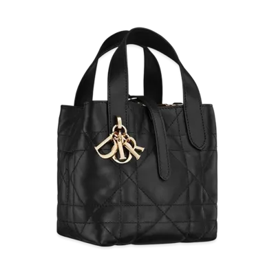 Dior Toujours Vertical Nano Tote Bag Macrocannage Calfskin "Black"