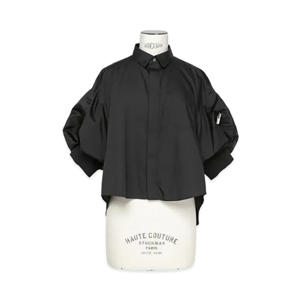 sacai Cotton Poplin x Nylon Twill Shirt "Black"